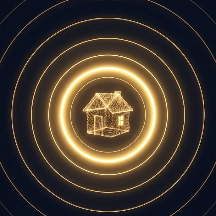 Seven gold rings of AIB.core around a home